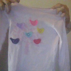 Carter's kids pastel stitched bird shirt.